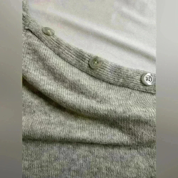 Adrienne Vittadini  Wool Cowl Neck Ribbed Side Split Buttons Fall Winter Sweater - Picture 5 of 8